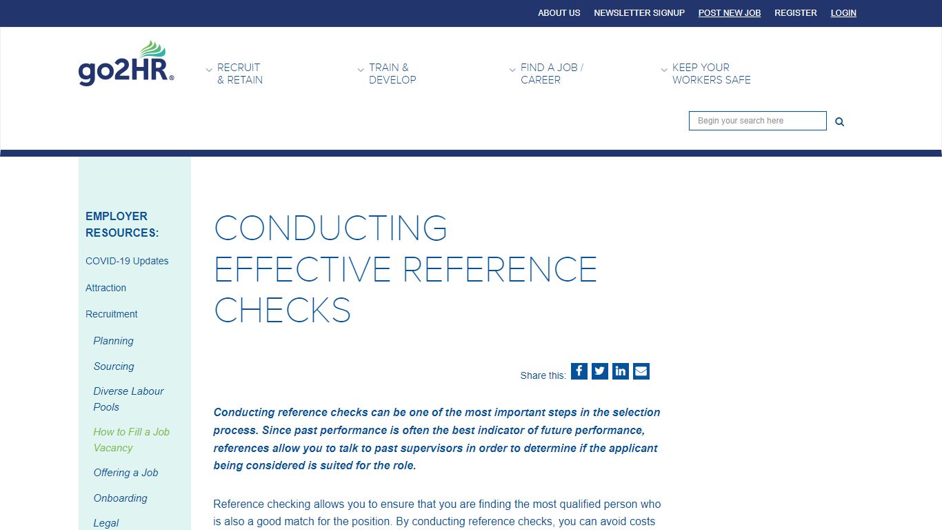 Conducting Effective Reference Checks - go2HR