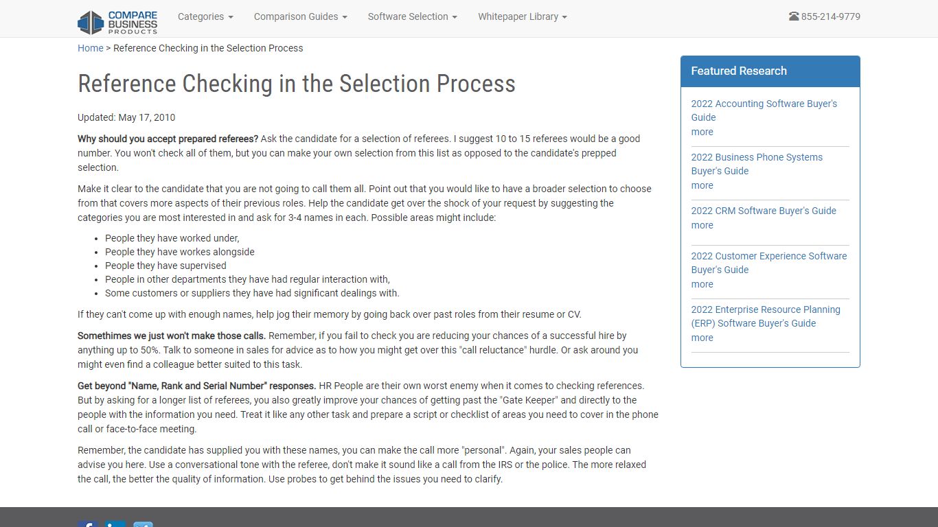 Reference Checking in the Selection Process - CompareBusinessProducts